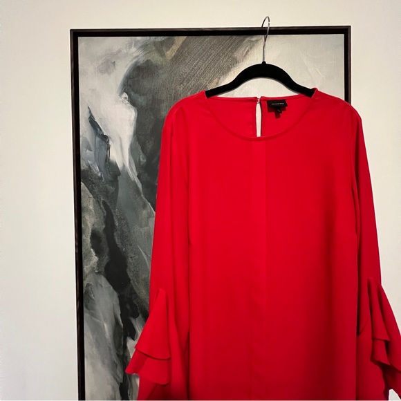 Who what wear long sleeve red ruffle crew neck blouse L - Picture 4 of 5